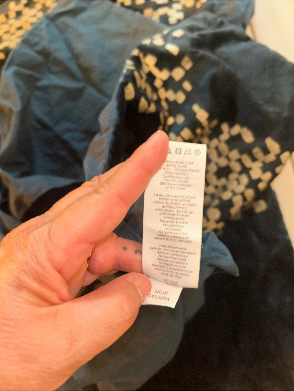 West Elm Navy Velvet Duvet Cover with Gold Dot Pattern with 2 Euro pillows
